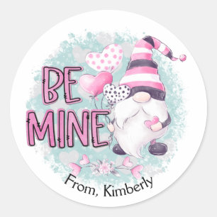 Be Mine Valentine's Day Gnome Classic Round Sticker