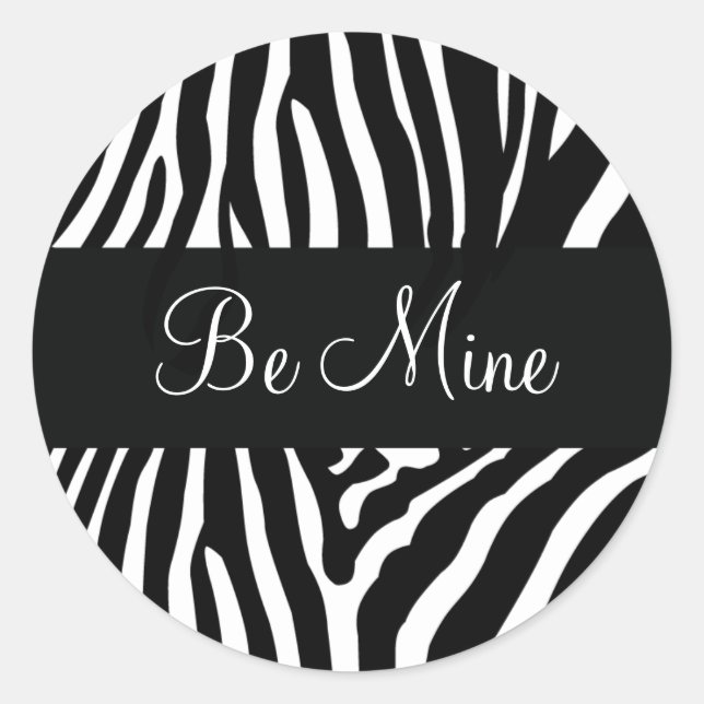Be Mine Valentine's Day Zebra Envelope Seal (Front)
