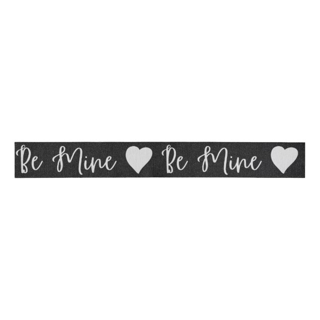 Be Mine White Glitter Valentine's Grosgrain Ribbon (Front)