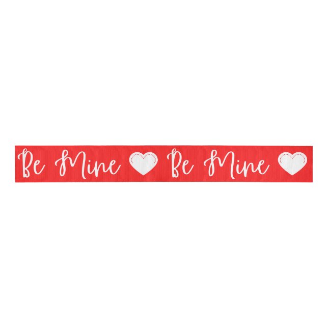 Be Mine White Valentine's Grosgrain Ribbon (Front)