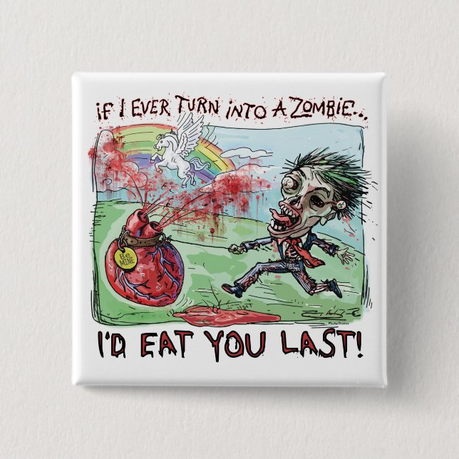 Be Mine Zombie Valentine 15 Cm Square Badge (Front)