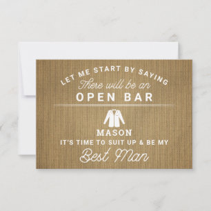 Be My Best Man Card - Rustic Burlap
