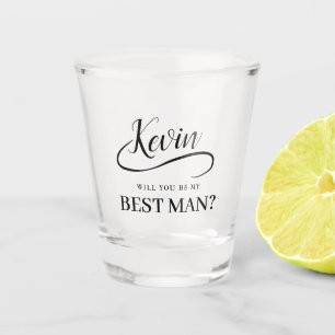 Be My Best Man Handwritten Swash Calligraphy Shot Glass
