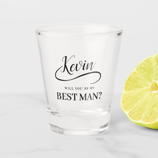 Be My Best Man Handwritten Swash Calligraphy Shot Glass (Front)