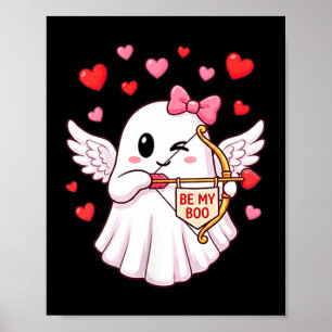 Be My Boo Cupid Ghost Valentine Angel Wings Love H Poster