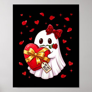 Be My Boo Cute Ghost Valentine Heart Box Rose Fian Poster