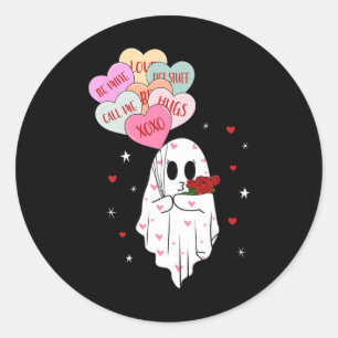 Be My Boo Valentine Ghost With Bylloon Happy V Day Classic Round Sticker