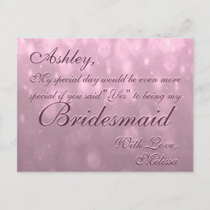 Be My Bridesmaid   Blush Bokeh Postcard