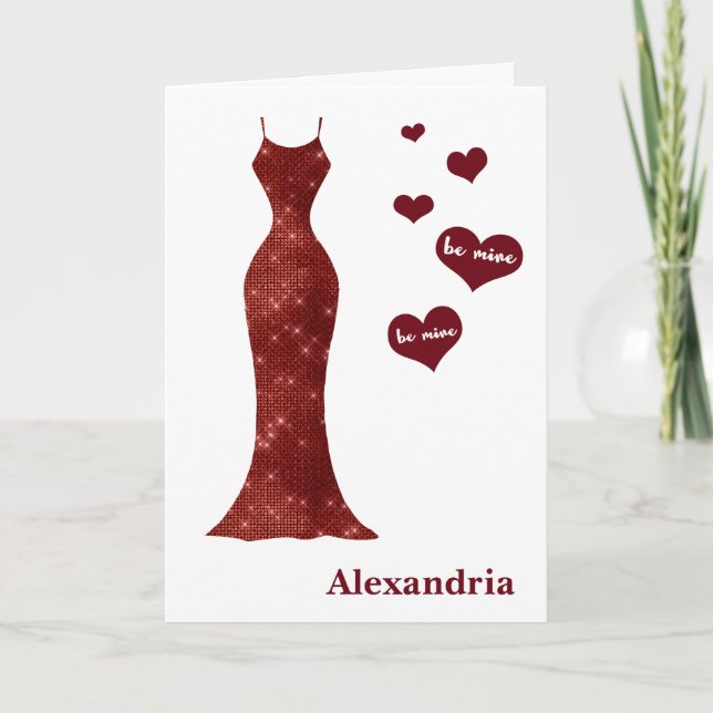 Be My Bridesmaid Burgundy Long Dress & Photo Holiday Card (Front)