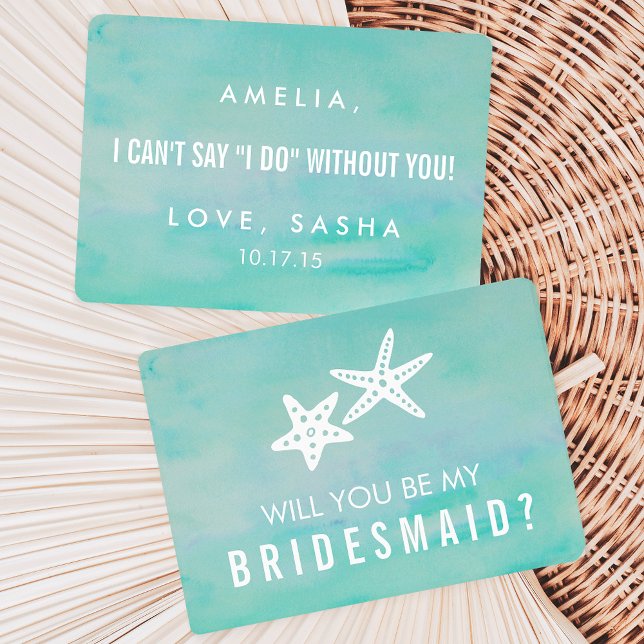 Be My Bridesmaid Card | Starfish Aqua (Creator Uploaded)