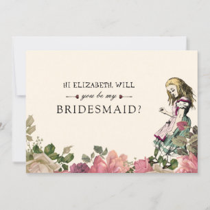 Be My Bridesmaid Floral Vintage Alice Wonderland Invitation