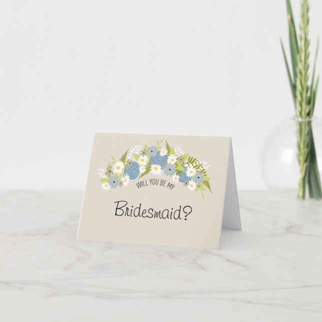 Be My Bridesmaid Floral Wreath Invitation (Front)