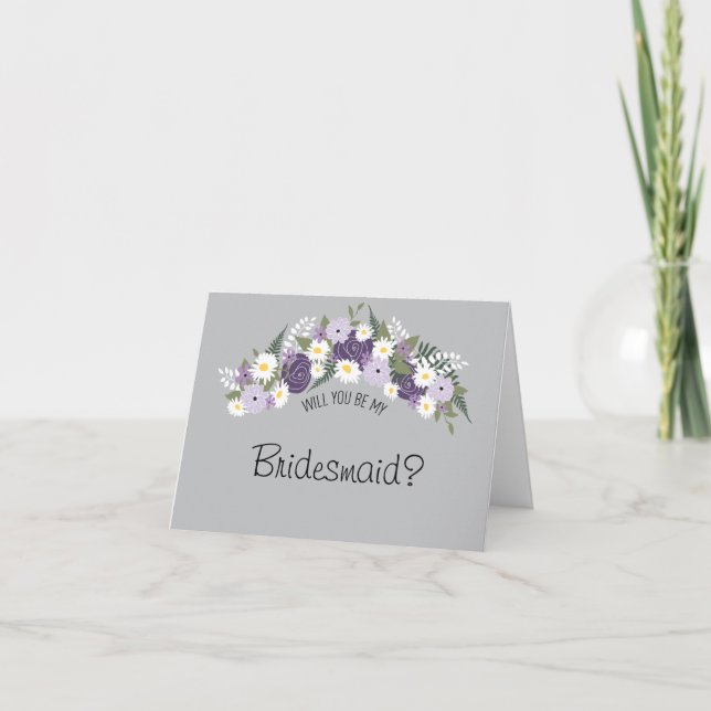 Be My Bridesmaid Floral Wreath Invitation (Front)