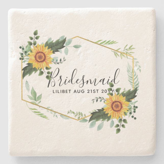 Be My Bridesmaid Flowergirl Maid Honour Thank You Stone Coaster (Front)