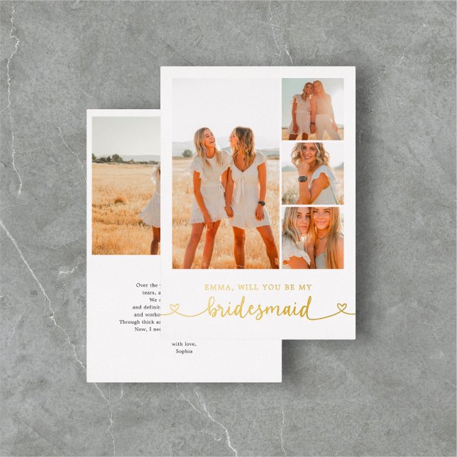 Be My Bridesmaid Funny Photo Foil Invitation (Creator Uploaded)