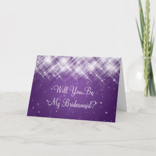 Be My Bridesmaid Glamourous Sparks Purple Invitation