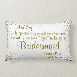 Be My Bridesmaid Gold Confetti Coffee Mug Lumbar Cushion