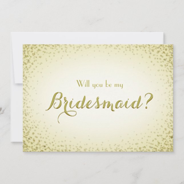 Be My Bridesmaid Golden Glitter Confetti Invitation (Front)