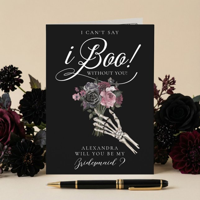 Be My Bridesmaid? Gothic Skeleton Floral Bouquet Card (Be My Bridesmaid? Gothic Skeleton Floral Bouquet Card)