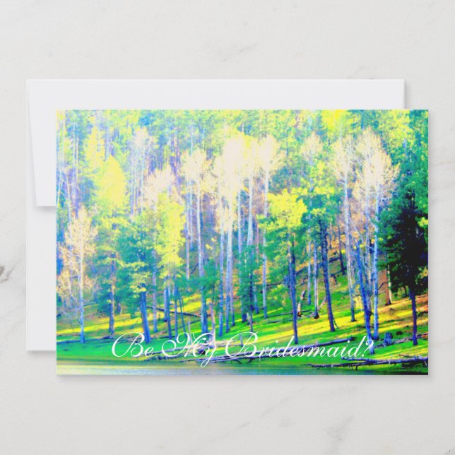 Be my bridesmaid green forest invitation (Front)