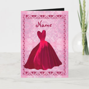 Be My Bridesmaid Invitation - RED Gown with Lace