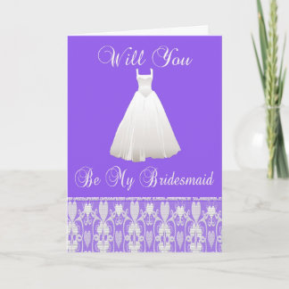 Be My Bridesmaid Invitation With Lace in Purple