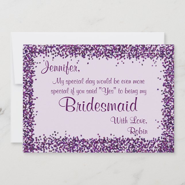 Be My Bridesmaid | Lavender Confetti Invitation (Front)