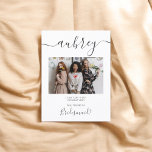Be My Bridesmaid Modern Photo Invitation<br><div class="desc">Modern Bridal Party proposal card features photo and name in handwriting calligraphy.</div>