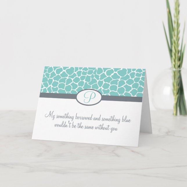 Be My Bridesmaid Monogram Giraffe Print Invitation (Front)