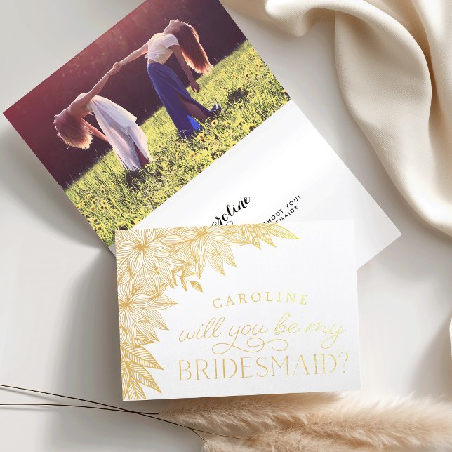 Be My Bridesmaid | Personalised Photo Gold Foil Card (Creator Uploaded)