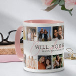 Be My Bridesmaid Photo Collage Mug<br><div class="desc">Cute wedding attendant gift mug featuring 14 photos for you to replace with your own,  the text "will you be my bridesmaid?" in a light pink elegant script font,  and a personalised proposal.</div>