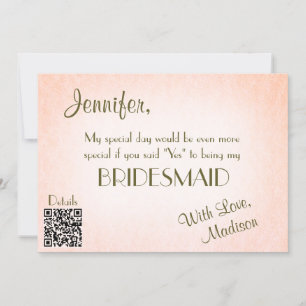 Be My Bridesmaid   Pretty Blush QR Invitation