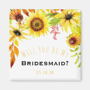Be My Bridesmaid Rustic Sunflowers Wedding Magnet