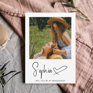 Be My Bridesmaid Script Signature Photo Invitation