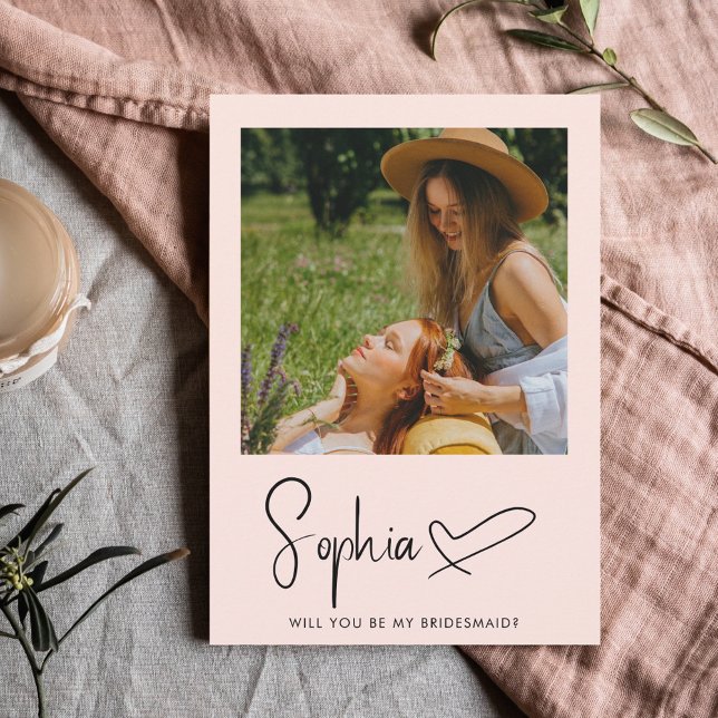 Be My Bridesmaid Script Signature Photo Invitation (Creator Uploaded)