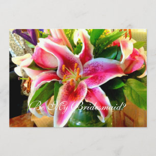 Be my bridesmaid stargazer lily invitation