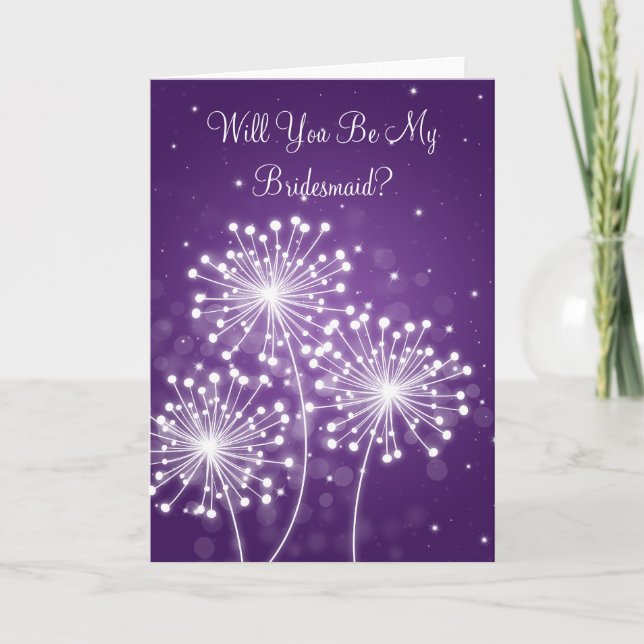 Be My Bridesmaid Summer Sparkle Purple Invitation (Front)