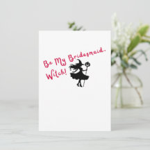 Be My Bridesmaid, Witch! Red Proposal Invitation