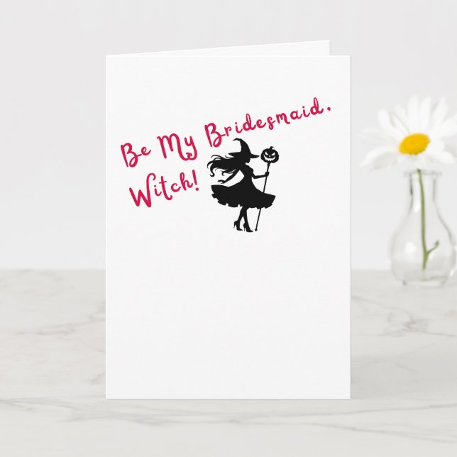 Be My Bridesmaid, Witch! Red Proposal Invitation  (Small Plant)
