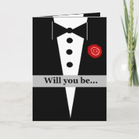 Be My Bridesman Card with Tux and Rose