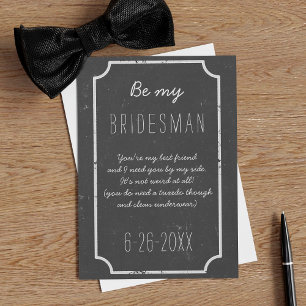 Be My Bridesman Request Chalkboard Wedding Flat Invitation
