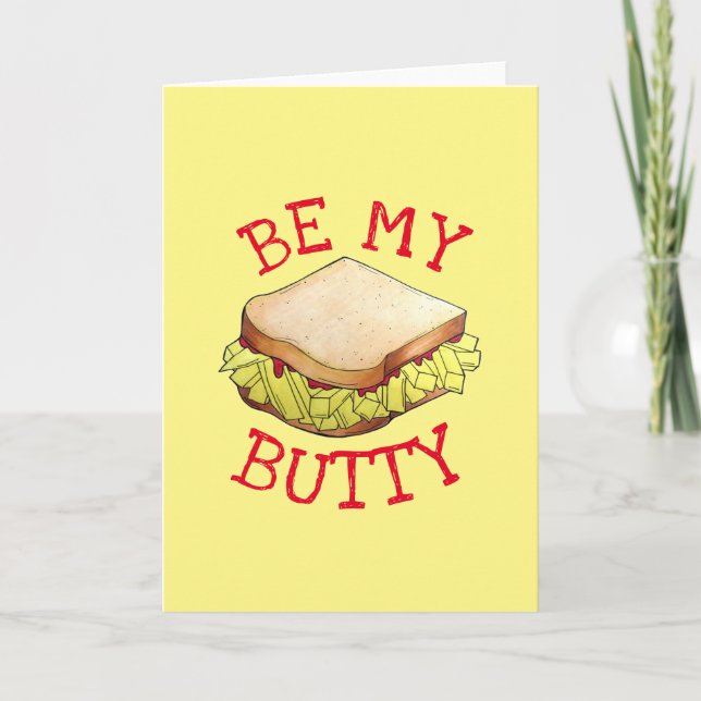 BE MY BUTTY English Chip Shop Sandwich UK Foodie Card (Front)