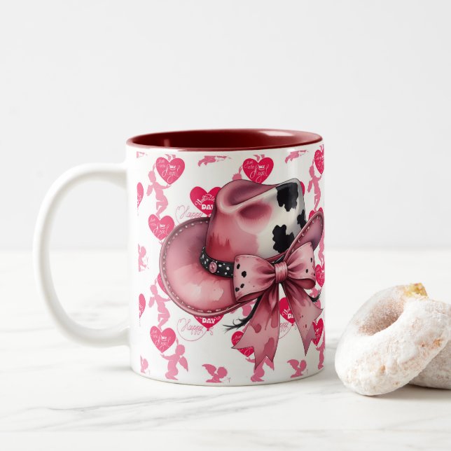 Be My Country Valentine Two-Tone Coffee Mug (With Donut)