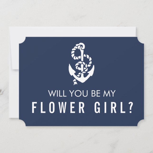 Be My Flower Girl Card | Nautical Rope & Anchor (Front)