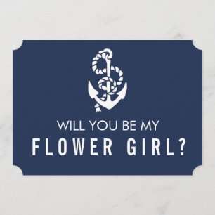 Be My Flower Girl Card   Nautical Rope & Anchor