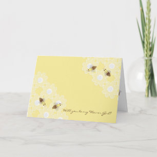 Be My Flower Girl Honey Bees on Yellow Invitation