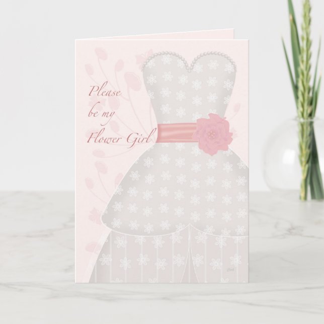 Be My Flower Girl Lace Gown Coral Invitation (Front)