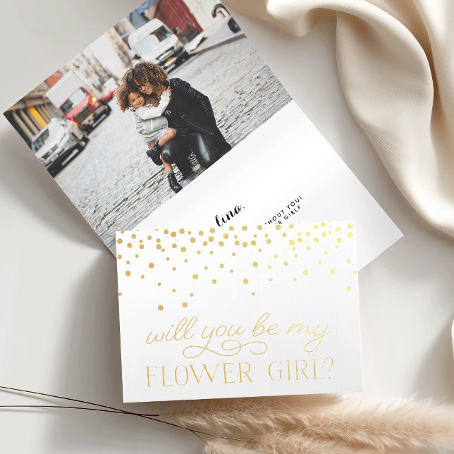 Be My Flower Girl | Personalised Photo Gold Foil Card (Creator Uploaded)