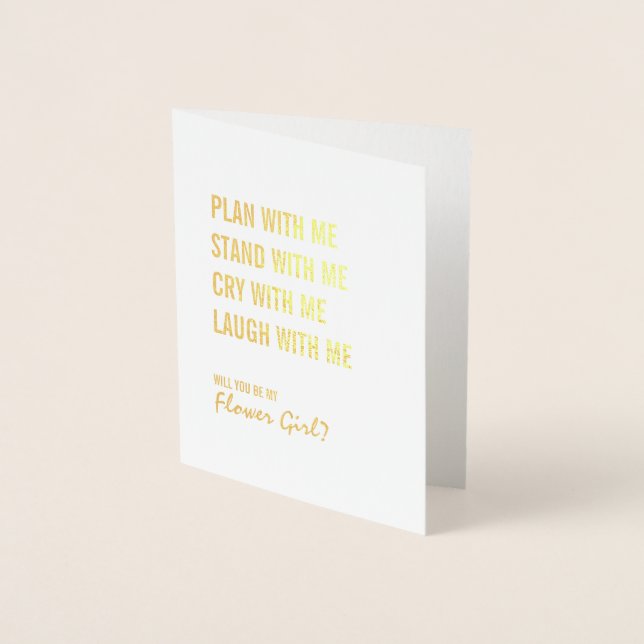 Be My Flower Girl Plan With Me Gold Foil Card (Front)