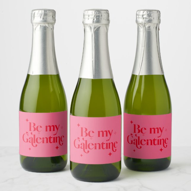 Be My Galentine Friend Valentine Red Pink   Sparkling Wine Label (Bottles)